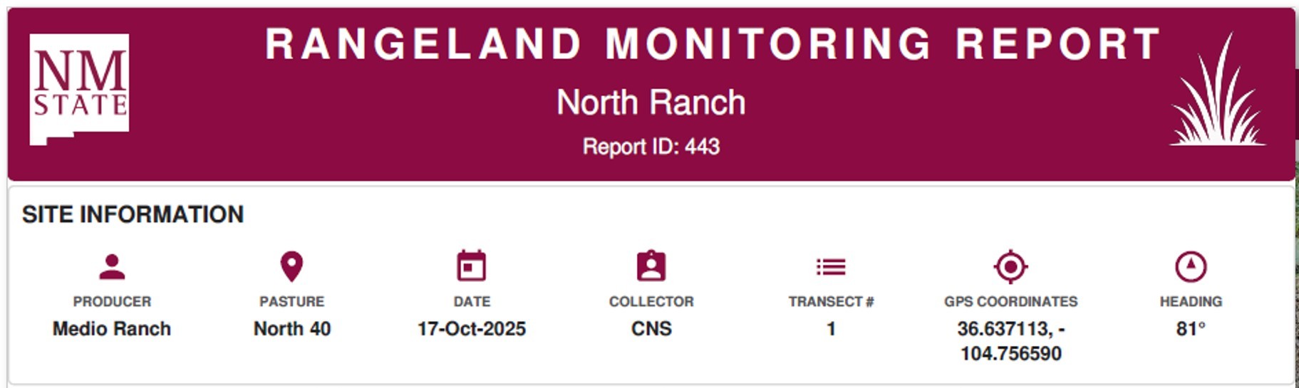 Site Information of Monitoring Report